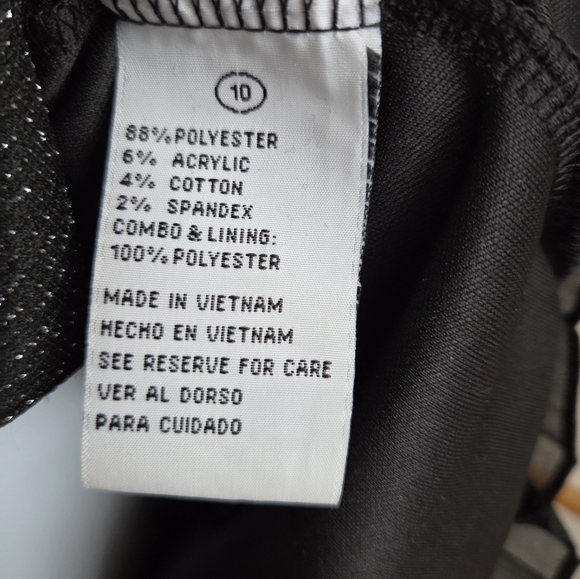 NWT SHELBY & PALMER BLACK/SILVER TWEED STRETCH SHORT SLEEVE ABOVE KNEE DRESS 8 - Picture 4 of 5